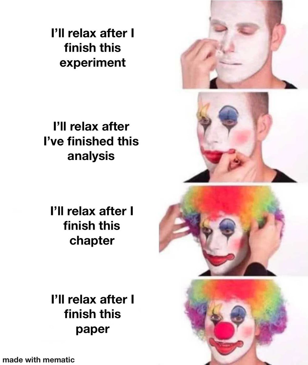 Dr_Meming's tweet photo. 🤡 take the break now 🤡 

@OpenAcademics @AcademicChatter #academictwitter https://t.co/fUyhtjaBQA