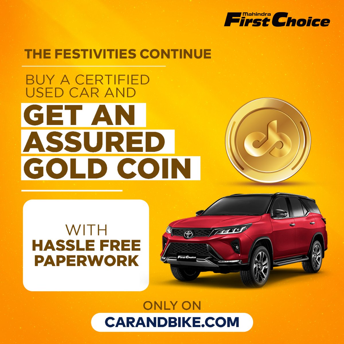 MFCWL's tweet photo. Why stop the festivities with the festivals? We have a special offer for our customers. Simply reserve a certified used car at https://t.co/lT2QqoKJlK and get a gold coin free! Not only that,you can also expect hassle-free paperwork with all certified used cars.
#GoldCoinOffer https://t.co/mhLC2mU3R7
