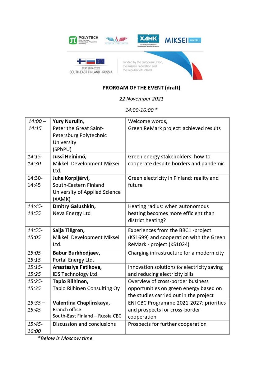 RemarkGreen's tweet photo. The final programme of the final Green ReMark conference!♻️ @sefinruscbc @xamkfi @mikseimikkeli @pgpuspb https://t.co/tibfAf1XgJ