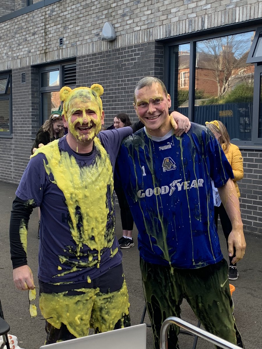 The votes are in- the staff up for gunging for <a href="/BBCCiN/">BBC Children in Need</a> were Mr Corfield and Mr Offer. 😂 Well done to the charities committee for organising such a great event and raising so much money. #RISE