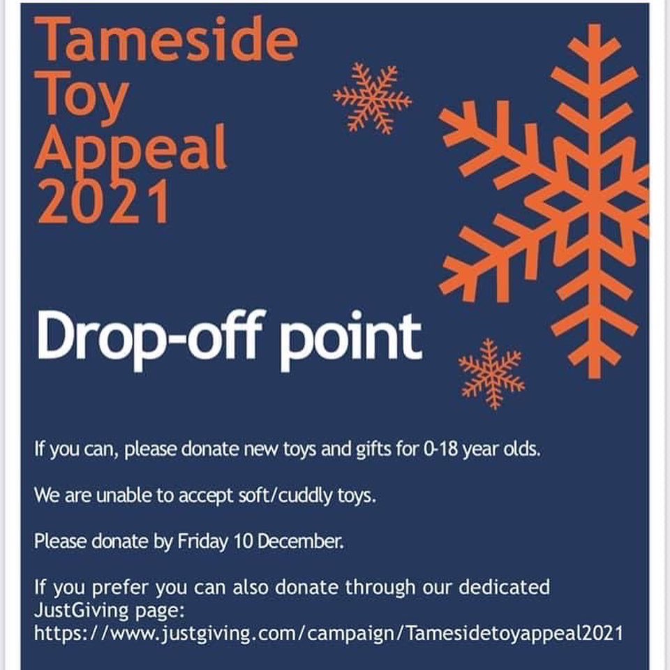 We are taking part in the Action Together Tameside Toy Appeal 2021. The donations received at Copley last year made such a difference to children last Christmas. Please drop off any gifts at reception. #tamesidetoyappeal Action Together