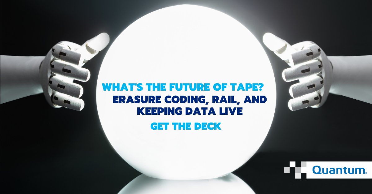 Durability, availability, performance, and recovery. The future of #tapestorage is here...and it's exciting. Get the deck and learn more.
Quantum.drift.click/2Derasurecoded…