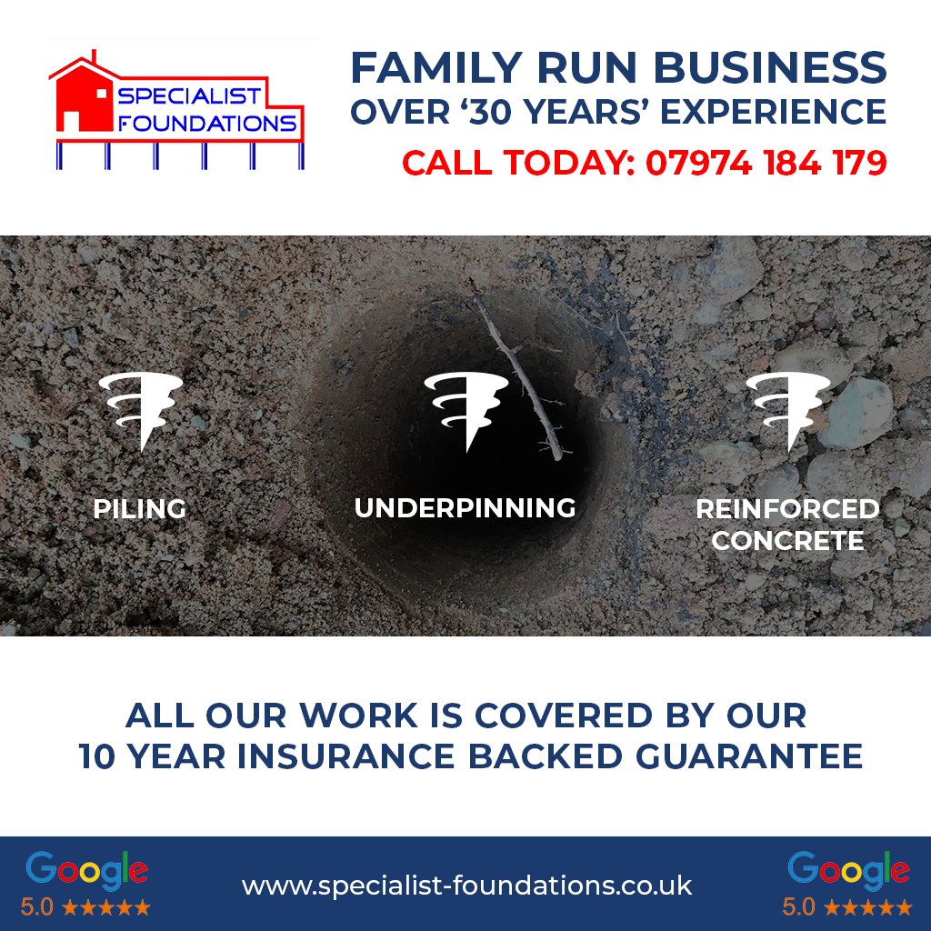 LtdFoundations's tweet photo. All our work is covered by our 10 Year Insurance backed guarantee.

01299 270298
https://t.co/GPm4bq8TGE

#piling #groundworks #foundationdrill #foundationworks #engineering #building #minipiling #concrete #underpinning #siteinvestigations https://t.co/0oxzIcWj9c
