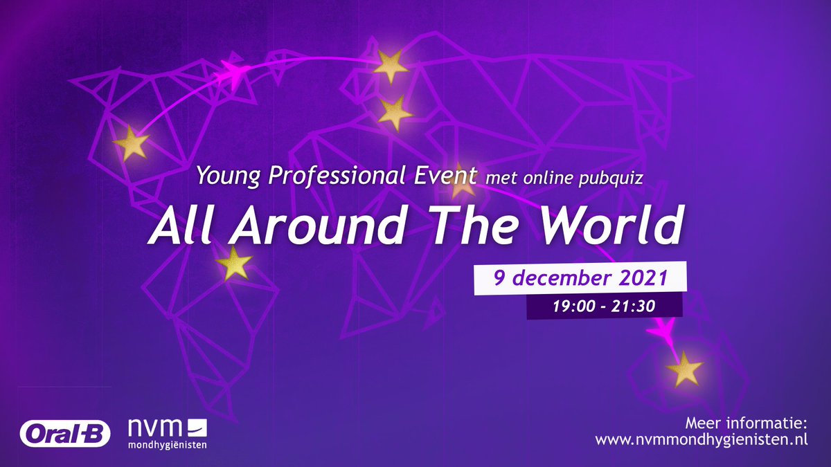 NVMmondzorg's tweet photo. Ben je 4ejaars student Mondzorgkunde of niet langer dan vijf jaar geleden afgestudeerd? Kom dan naar het online NVM Oral-B Young Professionals Event op 9 december!

Naast lezingen van 'All around the world' is er een pubquiz mét dj en quizmaster.

Info: https://t.co/6yPelUFs7O https://t.co/5c237PNeHU