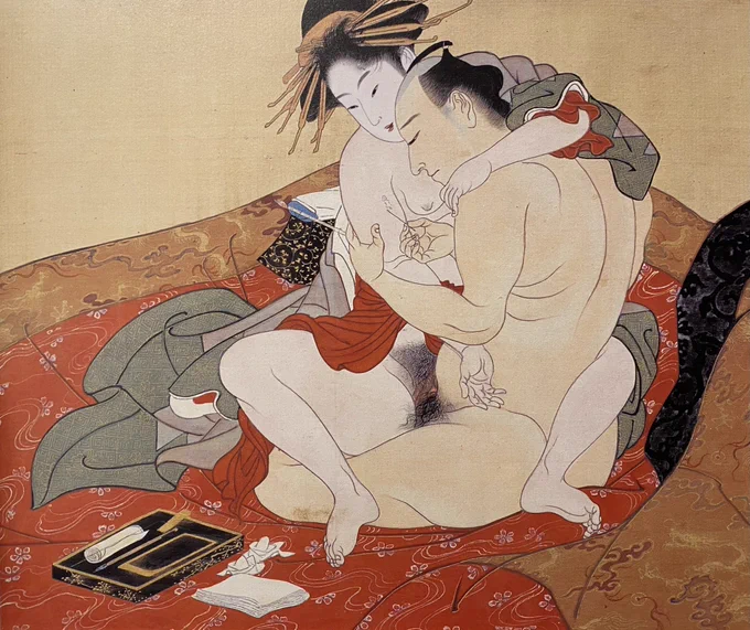 惚れた男の名前を墨で入れてもらう遊女。ずっと繋がっていたいとばかりに二人の性器は結合したままです。
あなただけが真実だから。 