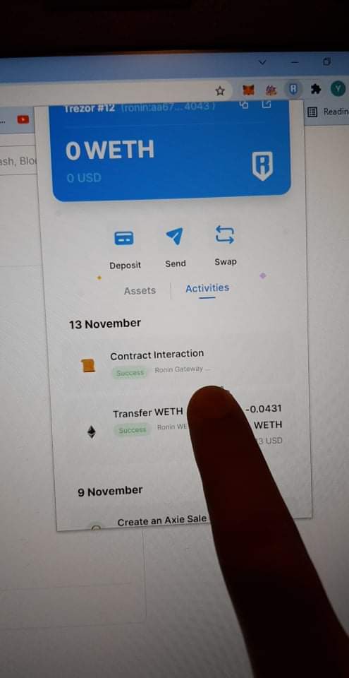 aeironking's tweet photo. @AxieInfinity How about unauthorized transferring of assets even with trezor wallet...how? If assets can be transferred with out my trezor code...all my axies are at risk i guess.. https://t.co/fG9kDwK5c3
