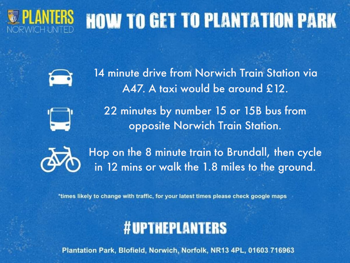 ꜰʀɪᴅᴀʏ ɴɪɢʜᴛ ꜰᴏᴏᴛʙᴀʟʟ

🄿🄻🄰🄽🅃🄰🅃🄸🄾🄽 🄿🄰🅁🄺

<a href="/NorwichUnitedFC/">Norwich United FC</a> v <a href="/Walsham_Warbler/">Walsham Le Willows Fc</a> 

£𝟠 𝕒𝕕𝕦𝕝𝕥𝕤 - £𝟝 𝕔𝕠𝕟𝕔𝕖𝕤𝕤𝕚𝕠𝕟𝕤 - £𝟙 𝕦𝕟𝕕𝕖𝕣 𝟙𝟞'𝕤

Come down to NR13 4PL for Friday night football, leaving Saturday free to see <a href="/NorwichCityFC/">Norwich City FC</a> or suchlike.