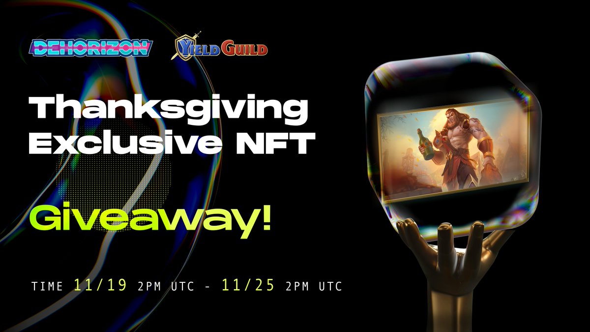 To celebrate #Thanksgiving2021 , we've partnered up with <a href="/YieldGuild/">Yield Guild Games</a> to give away 100 Thanksgiving Exclusive #NFTs ! 🎉

💡secret code will be announced during the AMA🧐

bit.ly/3FuEzz9