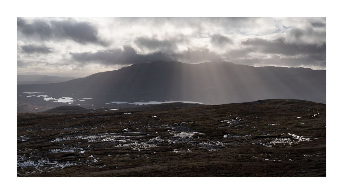 NickMcLaren4x5's tweet photo. Ben More Assynt and Conival on the walk out earlier in the week. This is the only moment it cleared all day with some lovely crepuscular rays appearing.

#Sutherland #BenMoreAssynt #Conival #Highlands #Scotland https://t.co/CKtlwn6l35