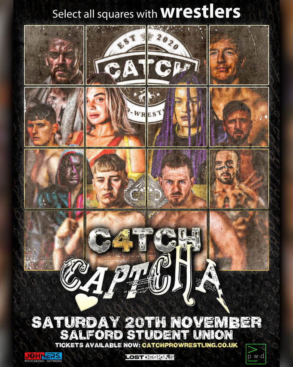 CATCHProWres's tweet photo. #C4TCH:CAPTCHA takes places tomorrow @SalfordUni and we have a hell of a line up.

Let's go through the card.

🎟️https://t.co/aTxAj6kYAH https://t.co/G21CVicsIa