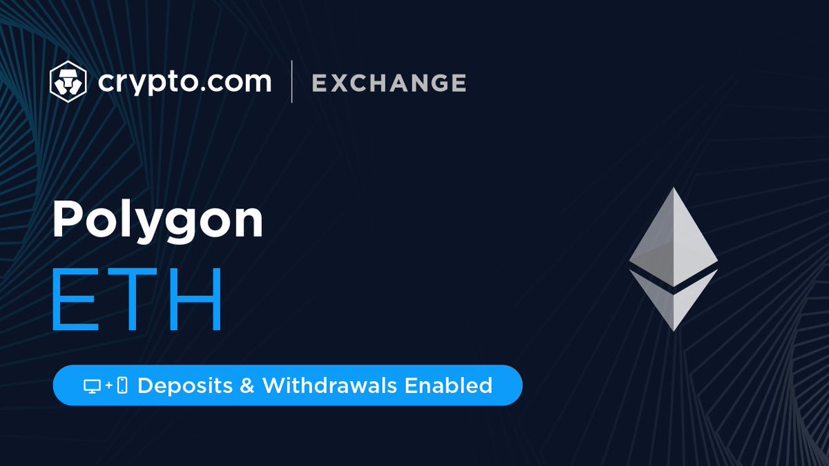 Crypto.com Exchange now supports deposits and withdrawals of $ETH via Polygon, in addition to Cronos, Arbitrum, BEP20 and the ERC20 Network.
 
*Available on both Exchange Web and App.

Deposit Now 👉 crypto-exchange.onelink.me/E54m/6cf81eb9