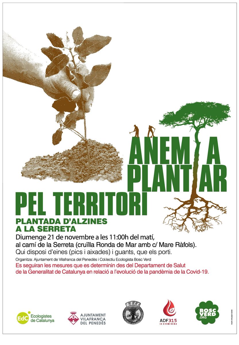 BoscVerd's tweet photo. Vina diumenge 21 de novembre, a plantar una alzina a l'entorn de Vilafranca. Ho fem conjuntament amb el @GEIFVila @adfCarrerada i el servei de medi ambient de Vilafranca. #repoblacioforestal #alzina #plantem https://t.co/ew20DRKGxW