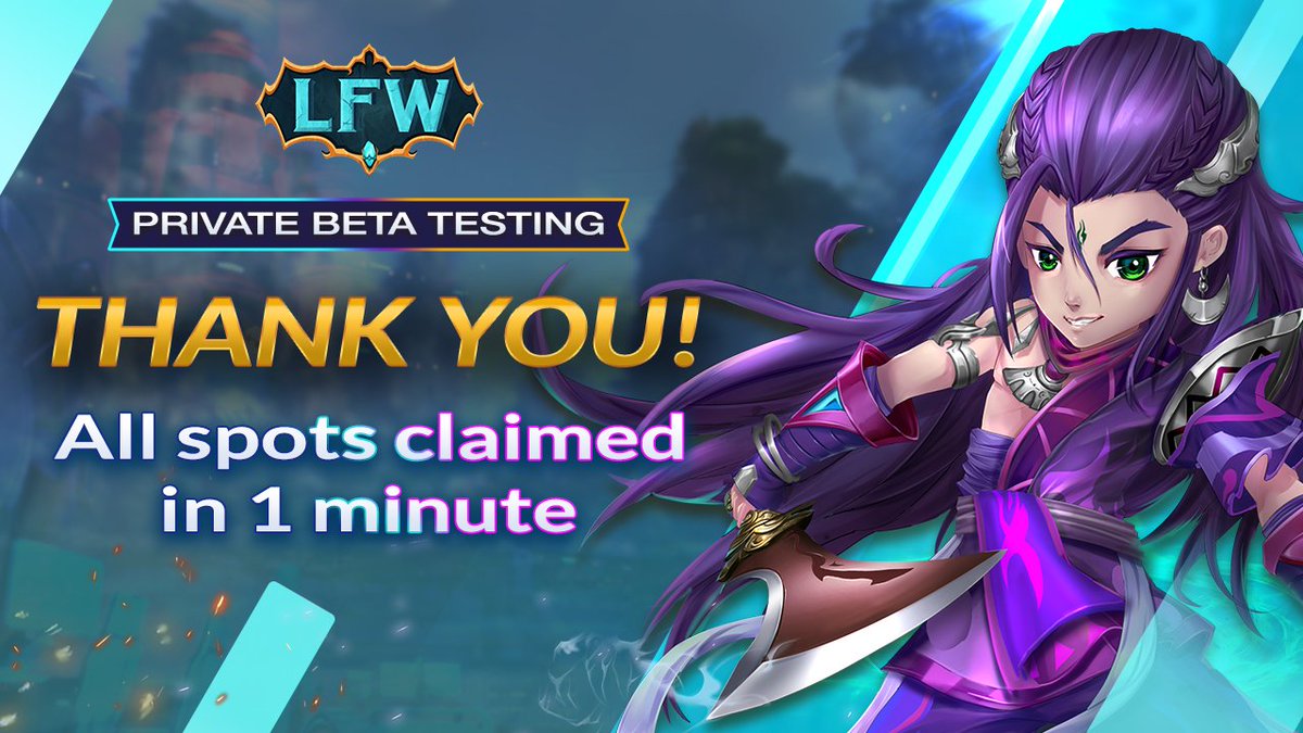 Legend_LFW's tweet photo. 🎉 ALL SLOTS ARE OUT
❤️ Big Thank You for the heat. Don’t be down if you didn’t catch it, we’ll have an Open Beta real soon with more MEGA awards.
🎁 BTW, 500 LFW #Giveaway is still happening 👉 https://t.co/RixQXkHm4M

#LFW #NFT #PlayToEarn #GameFi #Metaverse #Giveaway https://t.co/nzWtASZcuu