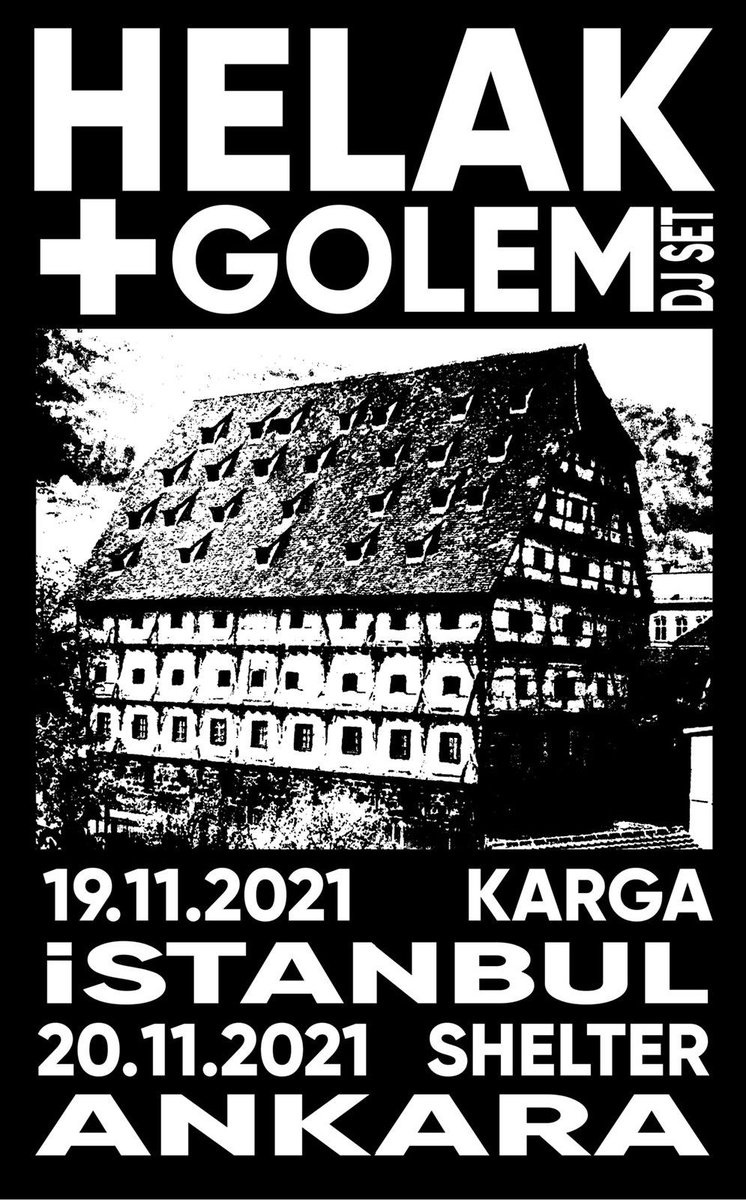 Bu akşam #kargART salonunda:
Kapı: 20:30
<a href="/helakmusic/">helakmusic</a> 21:00 (live) 
22:15-23:45 <a href="/KaanGolemAkay/">golem</a> dj set
Salon kapasitesi 70 kişi ile sınırlıdır. Biletler 19:30'dan itibaren #kargART girişinde. 50 TL.
Pandemi önlemleri gereği girişte aşı kartı  veya risk kontrolü yapılacaktır.
