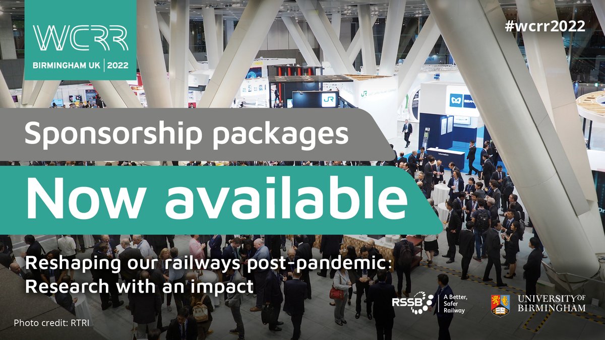 WCRR2022's tweet photo. Don’t miss out! Sponsorship packages for #WCRR2022 are selling fast. Become a sponsor now to build relationships, networks and business. 

Think about how you’ll showcase at #WCRR2022
Get on board and find out more: https://t.co/BLLWtK0zJl #reshapingourrailways https://t.co/hgrGK3gIHO