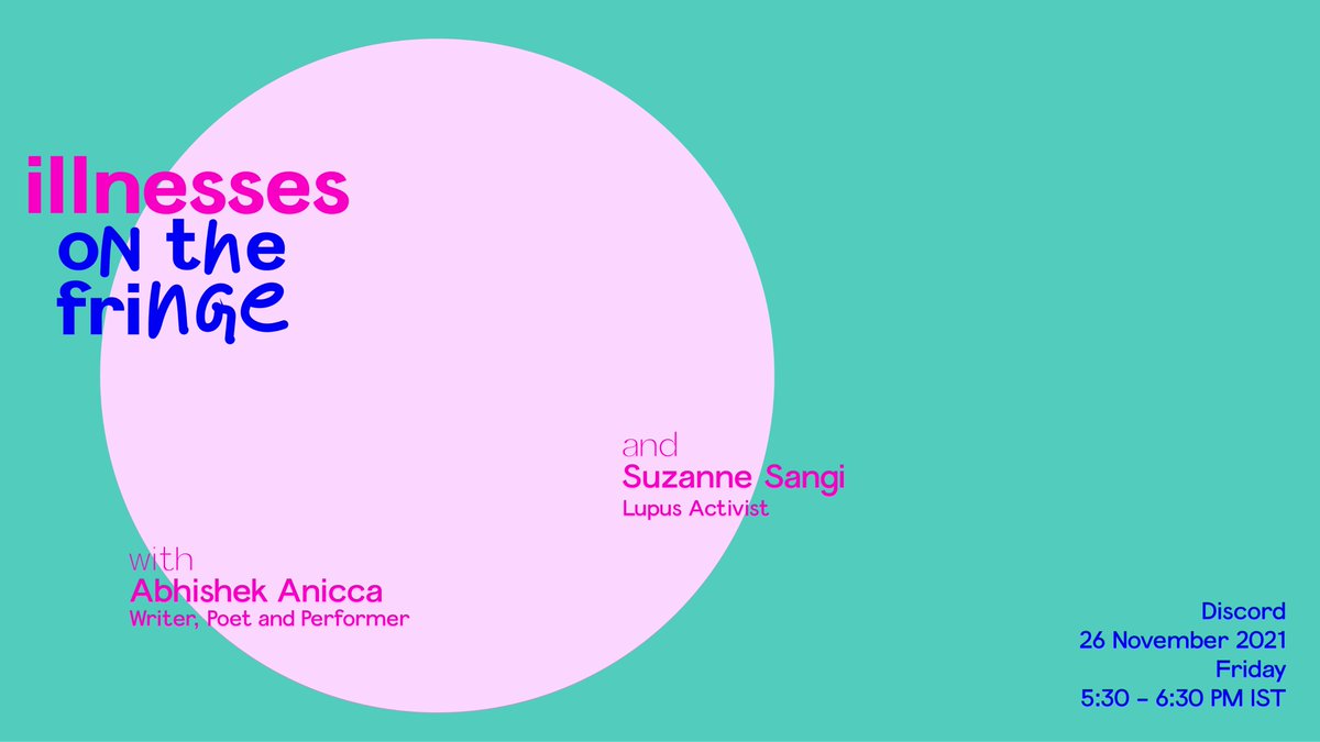 SciGalleryBlr's tweet photo. What happens when the body does not show obvious signs of illness? What do you do when the world expects “normal” from you? Writer, poet, performer @abhishekanicca &amp; Lupus activist @suzanne_sangi will discuss the unique problems of people with invisible illnesses on On The Fringe https://t.co/ozyKN9UnjC