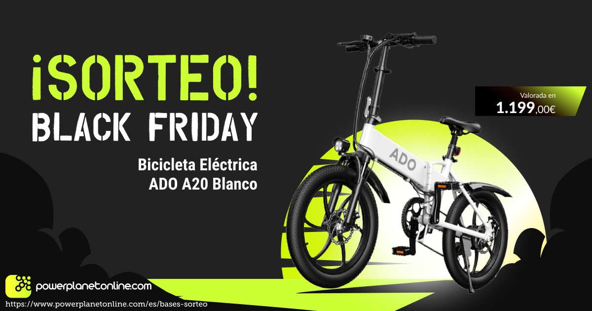 PowerPlanet_es's tweet photo. ➡️SUPER SORTEO BLACK FRIDAY⬅️

👉 Sigue a @powerplanet_es
👉 Haz retweet
👉 Comenta con #BlackEnPowerplanet

¡Y llévate esta super bici eléctrica de gratis! https://t.co/ADxHur0tgI