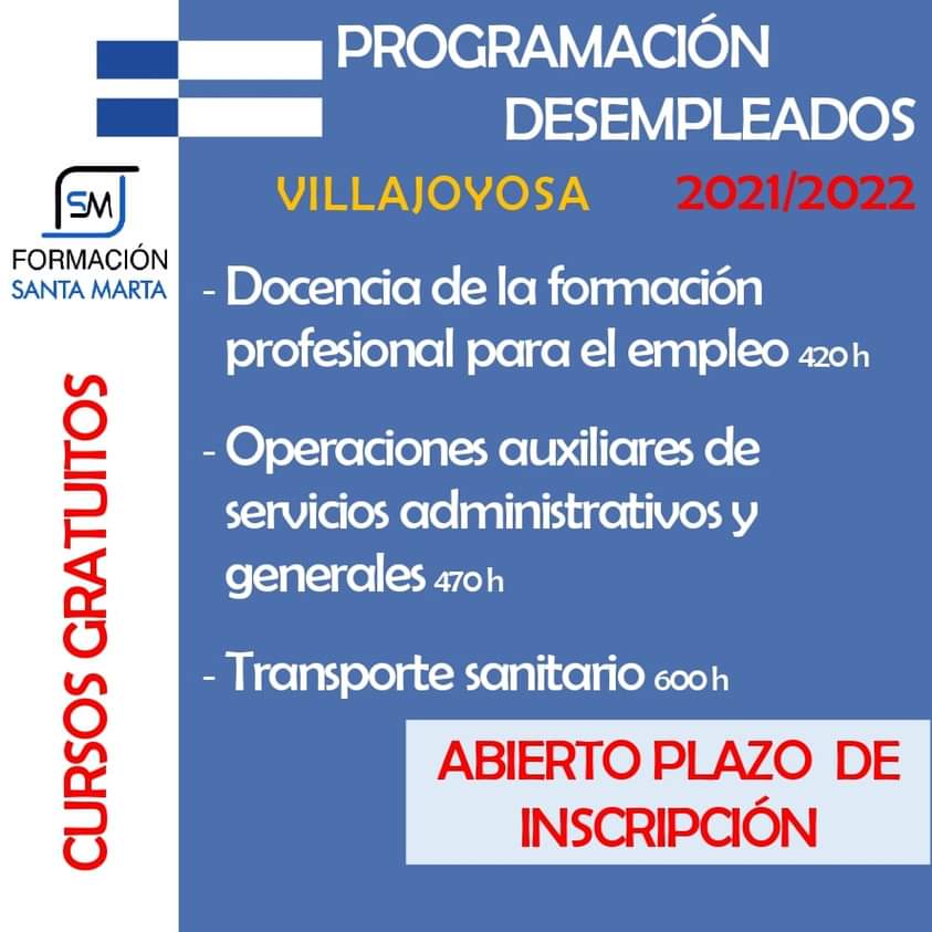 FormacionSantaM's tweet photo. https://t.co/DOaTdEhNDA 

¡¡TE ESPERAMOS!!

#FormaciónSantaMarta #CursosDesempleados #AuxiliarAdministrativo #TransporteSanitario #Docencia #CertificadoDeProfesionalidad #Servef #Labora #Villajoyosa #FórmateConNosotros https://t.co/g16qs7F3Ob