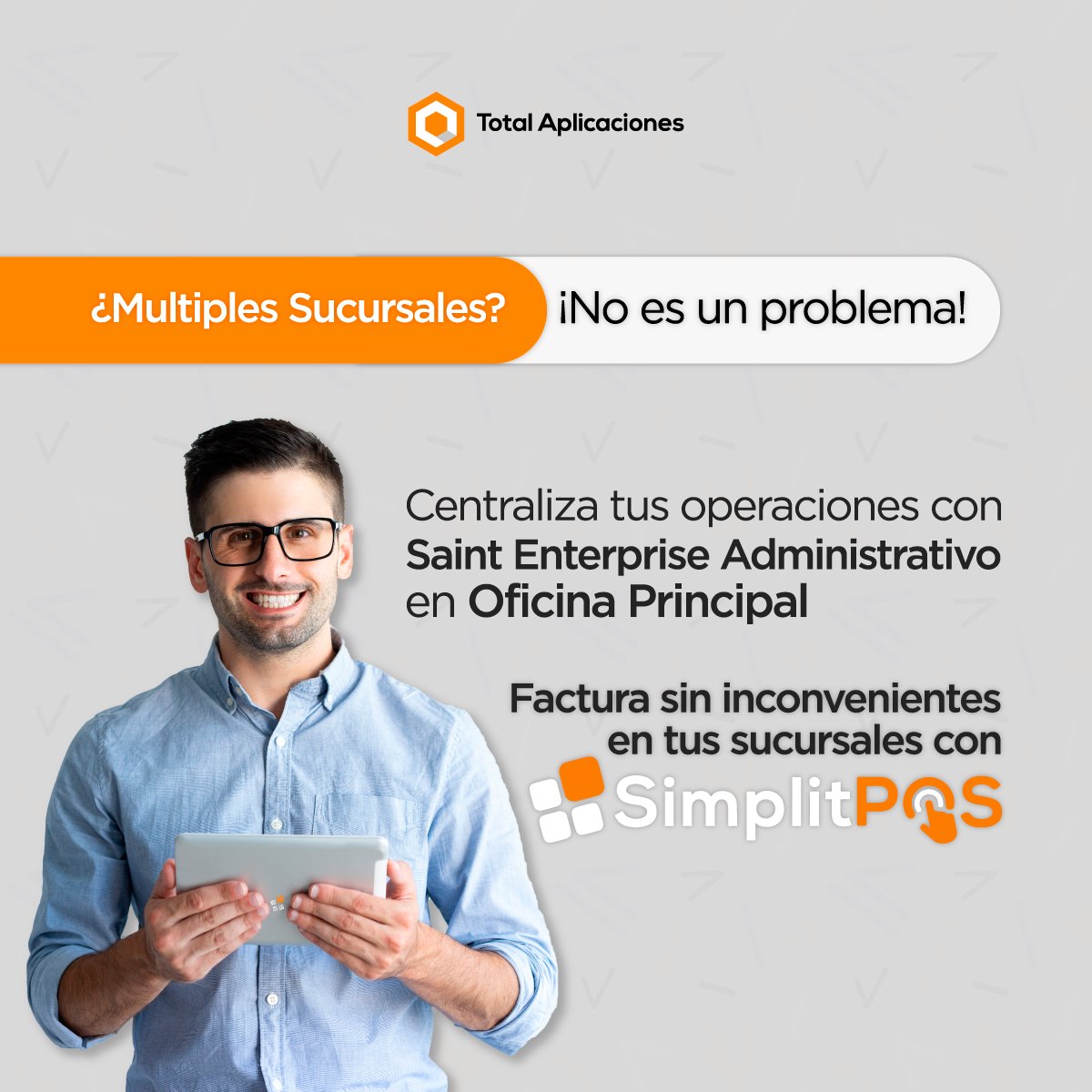 TotalAplicacion's tweet photo. Centraliza tus operaciones con Saint Enterprise Administrativo en Oficina principal y factura con #SimplitPOS en tus sucursales

Así las tiendas podrán realizar sus operaciones de ventas sin detenerse ante una interrupción temporal contra su sistema administrativo central

#Saint https://t.co/WjeNl1GFc0
