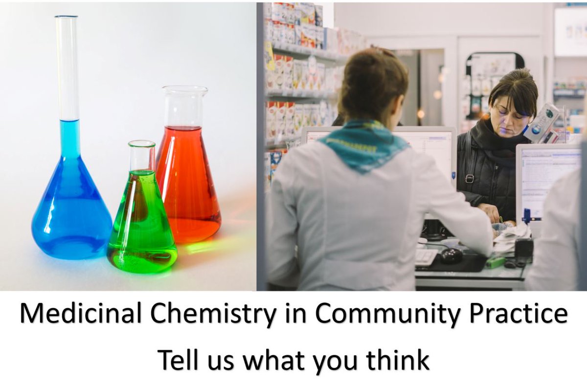 Calling all those working or training in #Community #Pharmacy!

How do YOU use your medicinal chemistry ⚗️ knowledge in community pharmacy practice🧑‍⚕️?
Please help us find out your opinions by filling out our 5 min survey here: bit.ly/3CxtzPG

Thank you for your support!