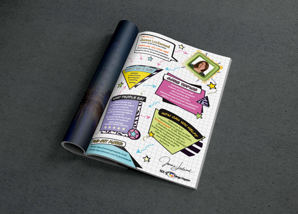MonaAnokhi's tweet photo. A4 size advert for an internal magazine, for @psauk
Pleasure to work with the public speaker, diversity and inclusion advocate @jo_lockwood1965 at @SEEChangeHappen again.
#branding #illustration #creativity #creative #graphicdesign #advert #magazine #magazineadvert #patterns https://t.co/iTcYqcOo0F