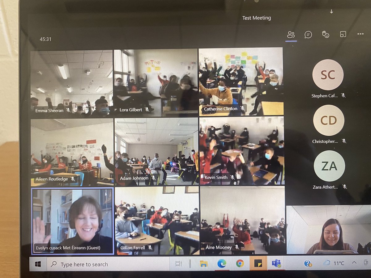 We were delighted to welcome Evelyn Cusack of @MetEireann virtually to our school this morning where she presented on ancient climates, forecasting and storm names! Thank you very much Evelyn, the students (and staff) throughly enjoyed it! 🛰❄️☄️ #GeographyAwarenessWeek