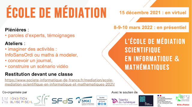 SocInfoFr's tweet photo. 🚀Vous êtes ingénieur•e, chercheur•e, enseignant•e en informatique ? Devenez à votre tour passeur de sciences et construisons ensemble de nouveaux objets de médiation scientifique !

☝️Pour +info et comment vous inscrire :
🔗https://t.co/Yqhc2LGdYK https://t.co/Q6Wx7WZQOq