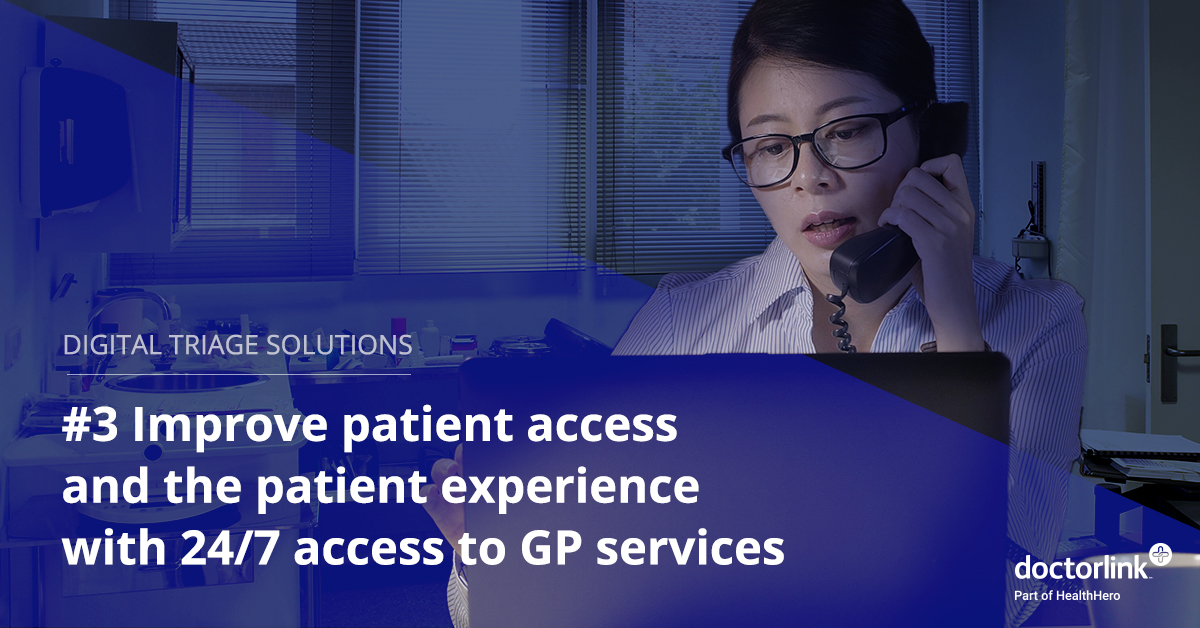 getdoctorlink's tweet photo. #DigitalTriage helps practices to provide patients with 24/7 access to GP services improving the #PatientExperience. Patients can get care advice, book appointments and request prescriptions at a time that suits them. Learn more:  https://t.co/RWFLZ7NJqO
#OnlineConsultation https://t.co/O6mMyKGiFX