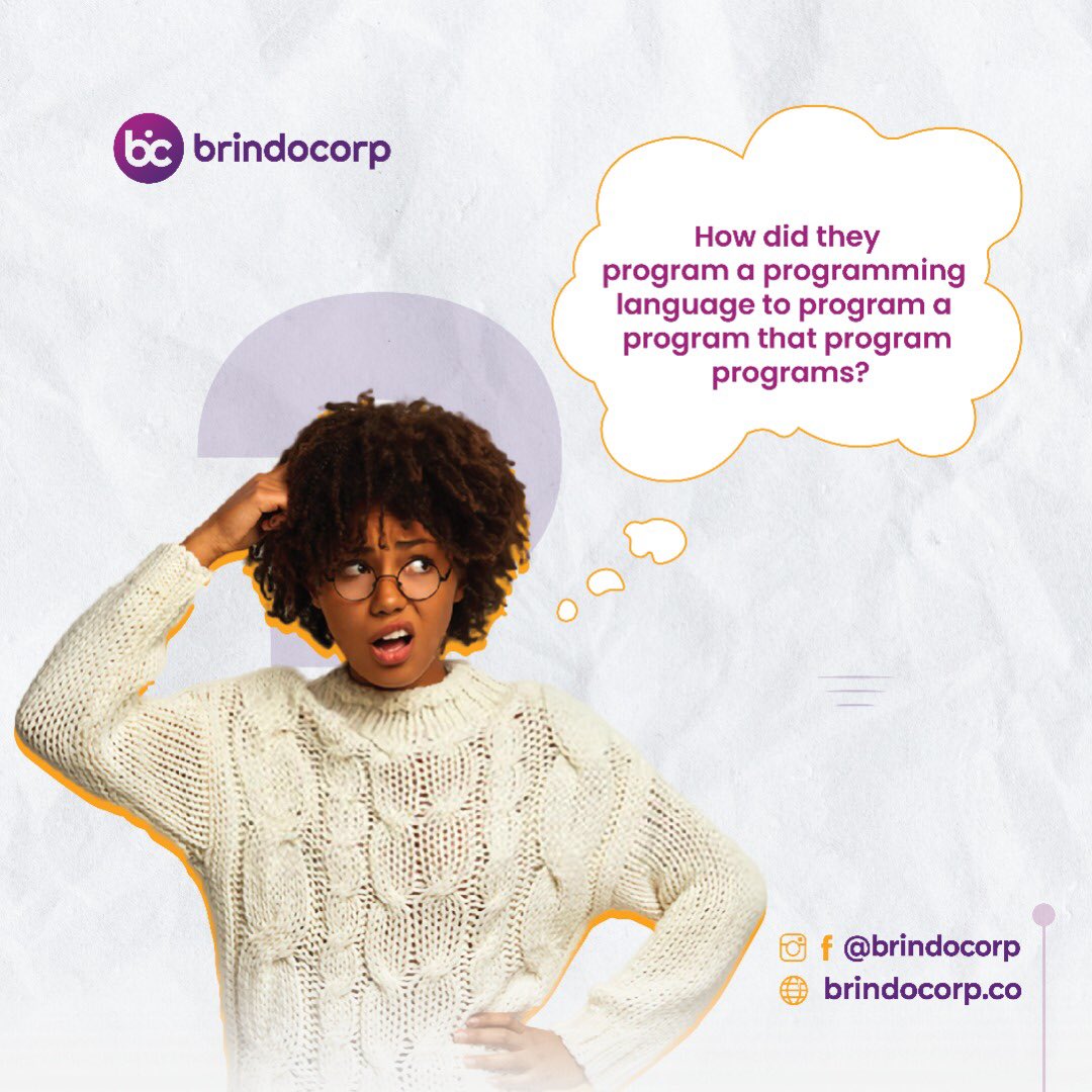 brindocorp's tweet photo. Have you ever wondered or grasped how the first person programmed a programming language to understand human instructions?
#brindocorp #lekki #teaserfriday #foodforthoughts #fridayvibes #teasers #programming #programmer #first https://t.co/UT0sBey9na