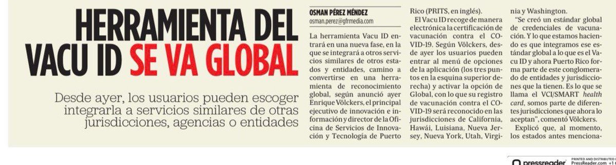 prdirprits's tweet photo. ¡Disponible ya! Nuestro #VACUID se puede utilizar en las jurisdicciones de #California, #Hawai, #Luisiana, #NuevaJersey, #NuevaYork, #Utah, #Virginia y #Washington como parte de un estándar global de credenciales de vacunación. #GobiernoDigital https://t.co/JH8ttGkuZH