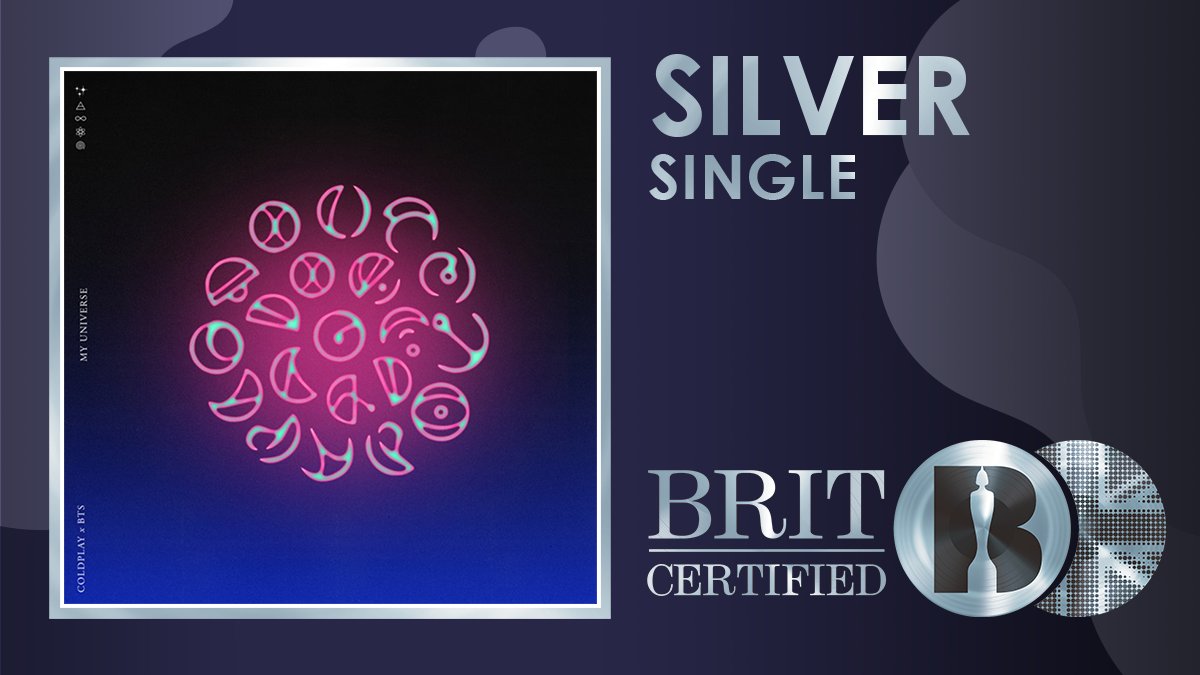 BRITs's tweet image. 🪐 &apos;My Universe&apos;, the recent single from @coldplay and @bts_bighit has gone #BRITcertified Silver! 💿