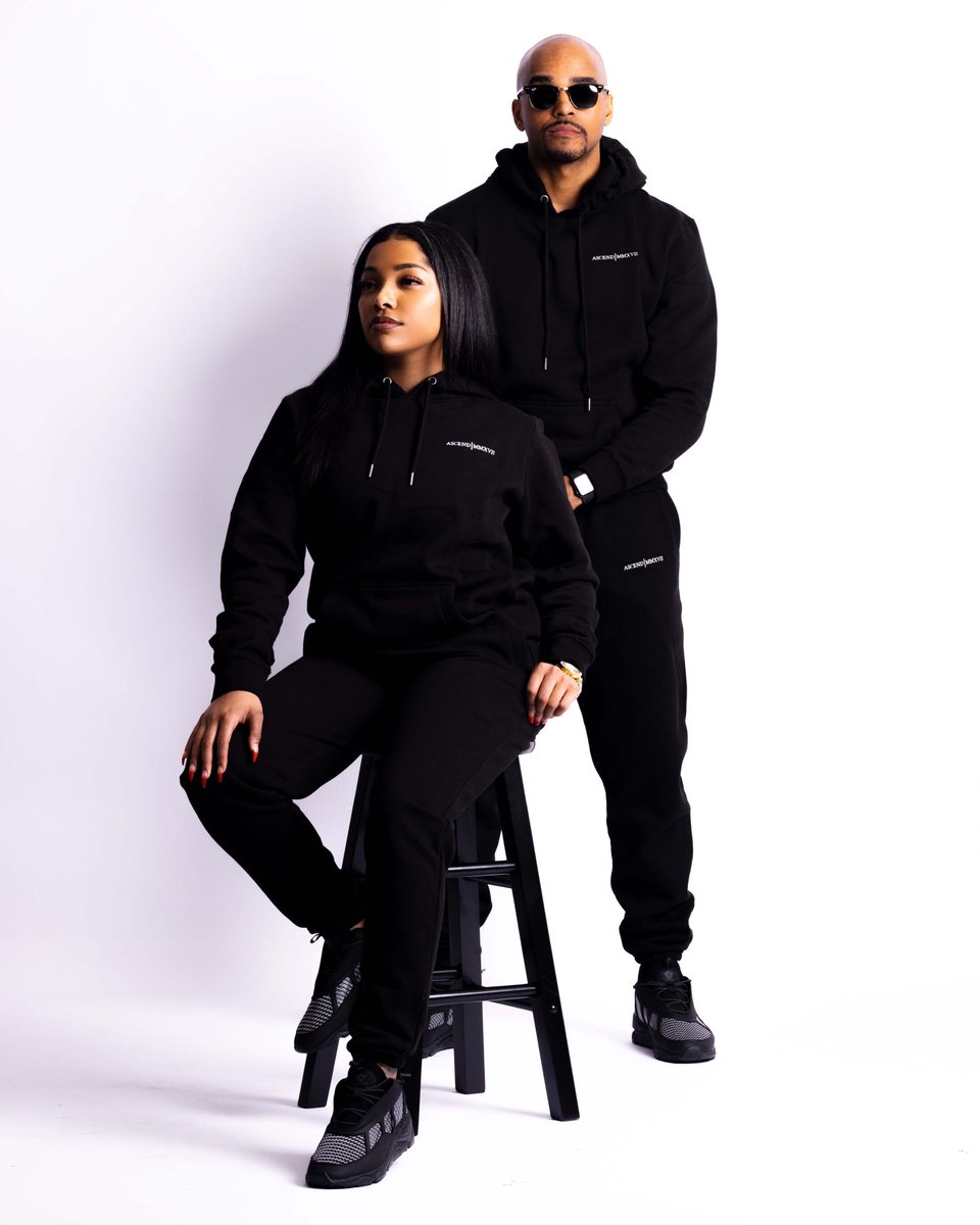 Truly_Lem's tweet photo. All Black Ascend Sweatsuits drop today at 12noonEST!!!
•
Link in bio! This is a must have!!
•
Hoodie and sweatpants are sold separately!
•
📸: @richershots @richthegoat 
Models: @raylisamarie @keithlferguson 
👕: @ascendapparelllc 
👖: @ascendapparelllc 
👟: @ascendapparelllc https://t.co/faL2n89pLI