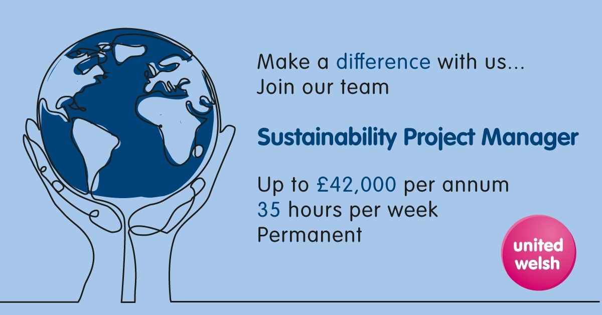 UnitedWelsh's tweet photo. 📢 We’re recruiting a Sustainability Project Manager!

 🌍 You will manage our sustainability strategy, which aims to make all our homes carbon neutral by 2035

📅 Closes: 5th December 2021

💻 Interested? Apply here: https://t.co/MpfOxV39ge https://t.co/l6cMbgIsvl