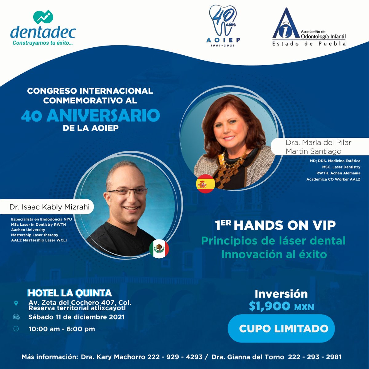 dentadecmexico's tweet photo. Hacemos la mas cordial invitación al primer Hands On VIP "Principios del láser dental, innovación al éxito" en el marco del Congreso Internacional Conmemorativo al 40 aniversario de la Asociación de Odontología Infantil Estado de Puebla. ¡Inscríbete! Cupo limitado 👇
#laserdental https://t.co/drG2B5rHjZ
