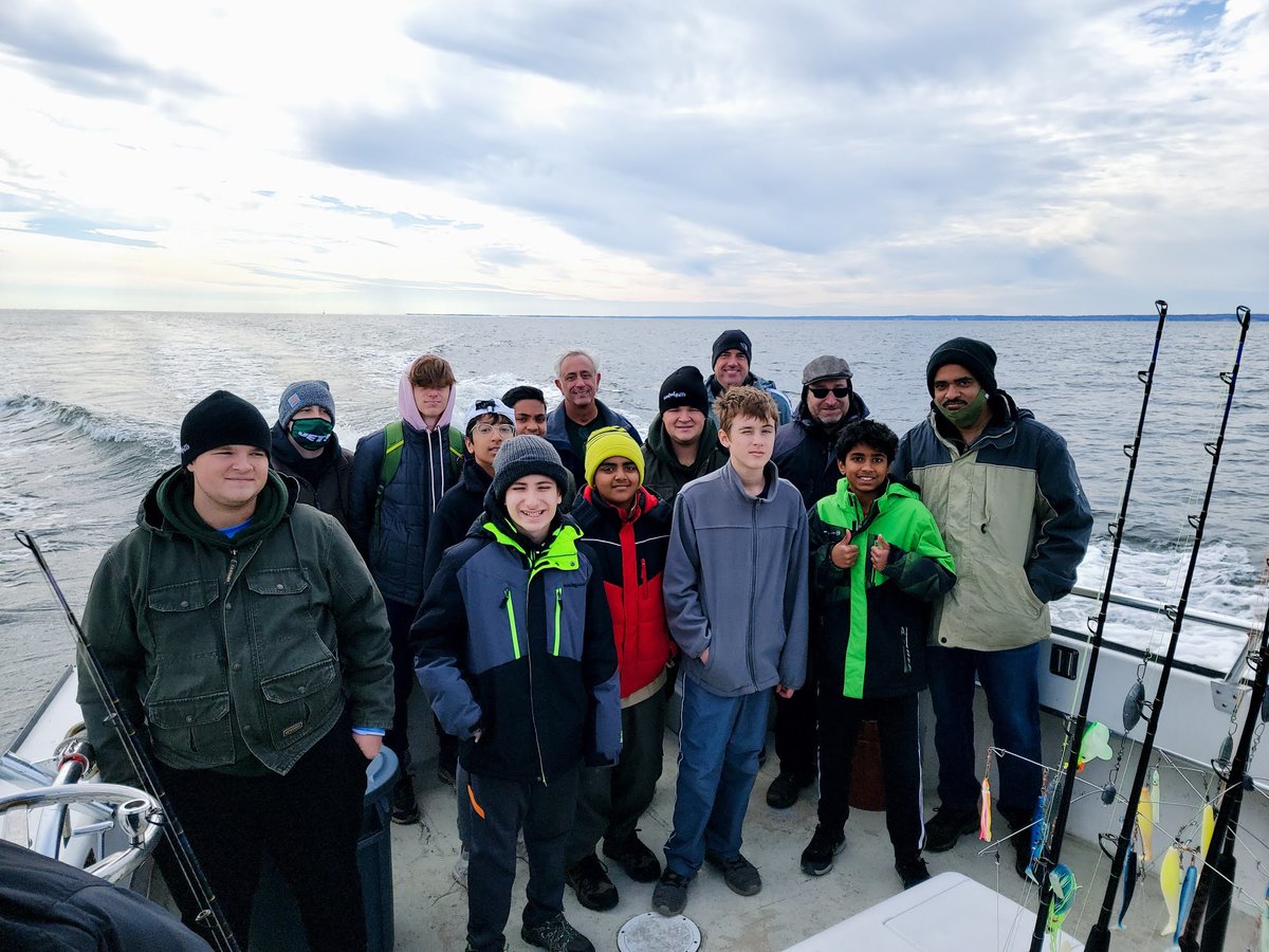 Troop470's tweet photo. Nice day on the Chesapeake Bay last weekend TRYING to catch some stripped bass. Unfortunately, while the fish weren't biting, the boys from Troop 470 still had a nice time and a great memory.   @NCACBSA @BSANCAC @boyscouts @dvlassop https://t.co/ujBFdvNIi7