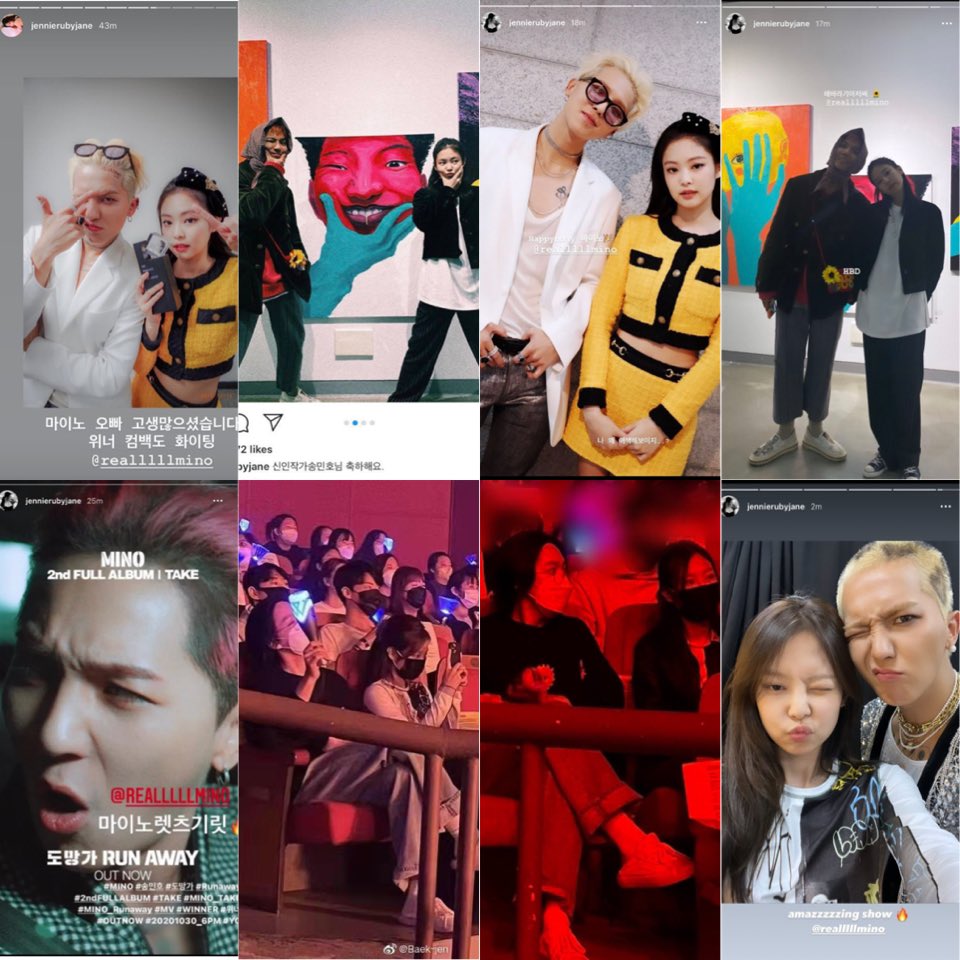 When we say JENNIE is the one of the most supportive friends of MINO… she was with him with all his significant milestones!

Their solo debuts… Mino’s debut as an artist / painter. Mino’s second album release. His birthday… and now his first solo concert! THANK YOU JENNIE! 😭