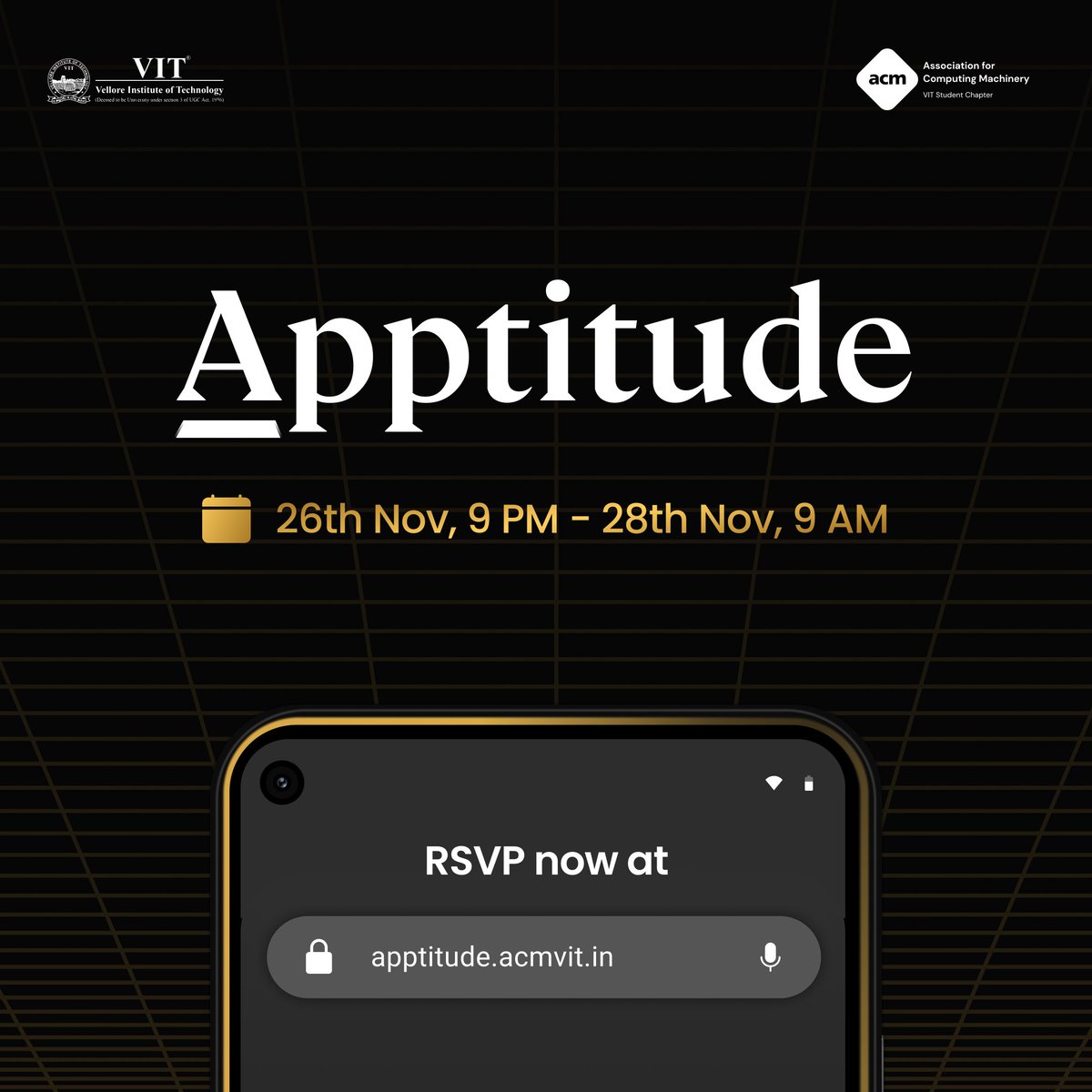 ACM_VIT's tweet image. The 2nd edition of Apptitude is here! Calling all app devs: Mark your calendars, and get ready for 36 hours of pure innovation!
.
.
.
#tech #acmvit #acm #vitvellore #appdevelopment #appdev #ios #android #flutter #engineering #code #codinglife #hackathon #developer #tech