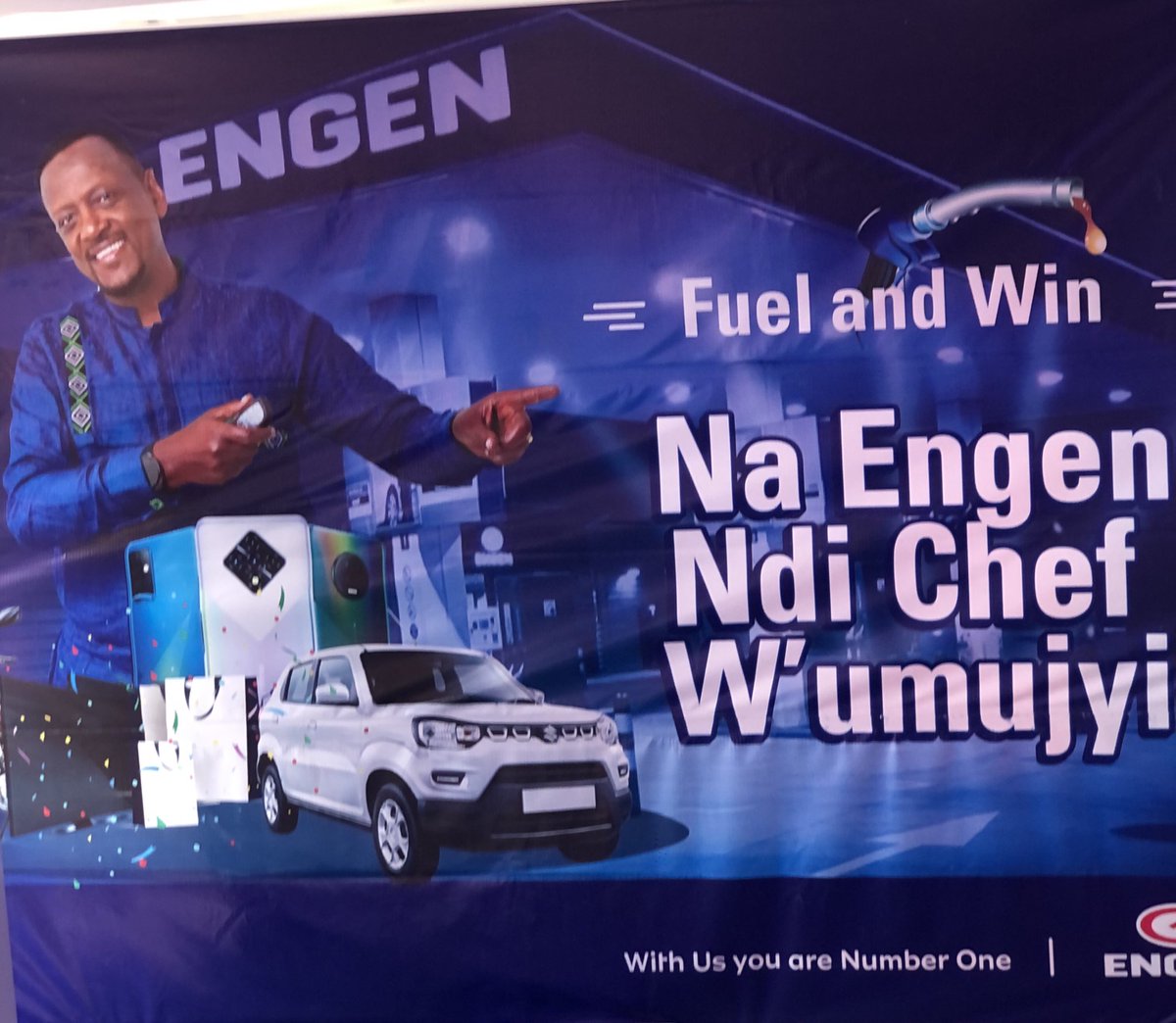 “Na Engen Ndi Chef w’umujyi “ is a promotional campaign launched by <a href="/VivoEnergyRw/">vivoenergyrw</a> , the customers consuming Engen Branded fuel all over the country will stand a chance to win exciting prizes (Cars, Fridge,Motor, TV….) over these two months of end of year #NaEngenNdiChefWUmujyi