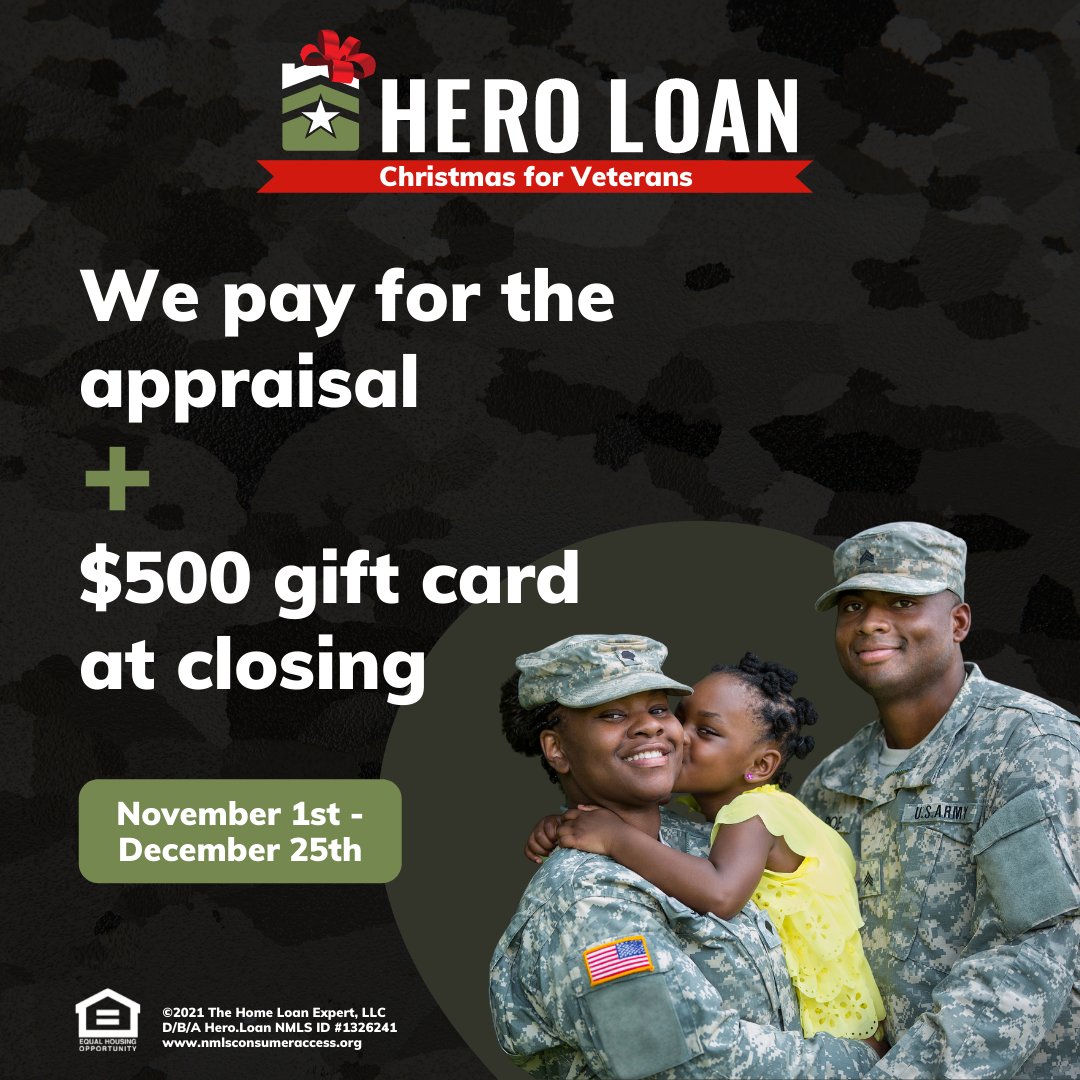 We've got the holidays handled with our Christmas for Veterans special! If you're an active or retired service member or their family, get started now at our Link in Bio. 

#HeroLoan #VAloan #military #ChristmasforVeterans #🏡