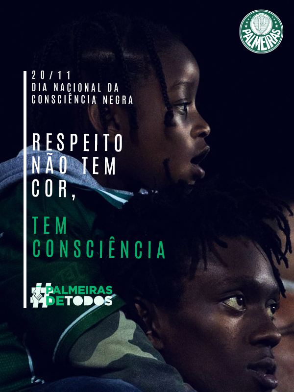 Palmeiras's tweet photo. Neste Dia Nacional da Consciência Negra, reafirmamos a nossa luta diária contra o racismo!  

#PalmeirasDeTodos 
#PorUmFuturoMaisVerde https://t.co/MIKuX9zA8F