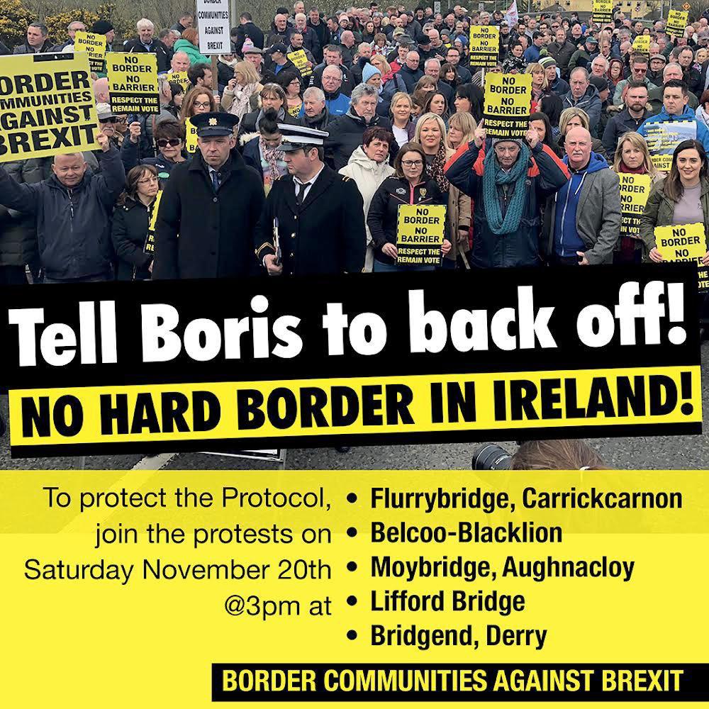 MaryLouMcDonald's tweet photo. No hard border in Ireland - protest tomorrow (Saturday November 20th) #BorderCommunitiesAgainstBrexit https://t.co/OkFKj9sphC