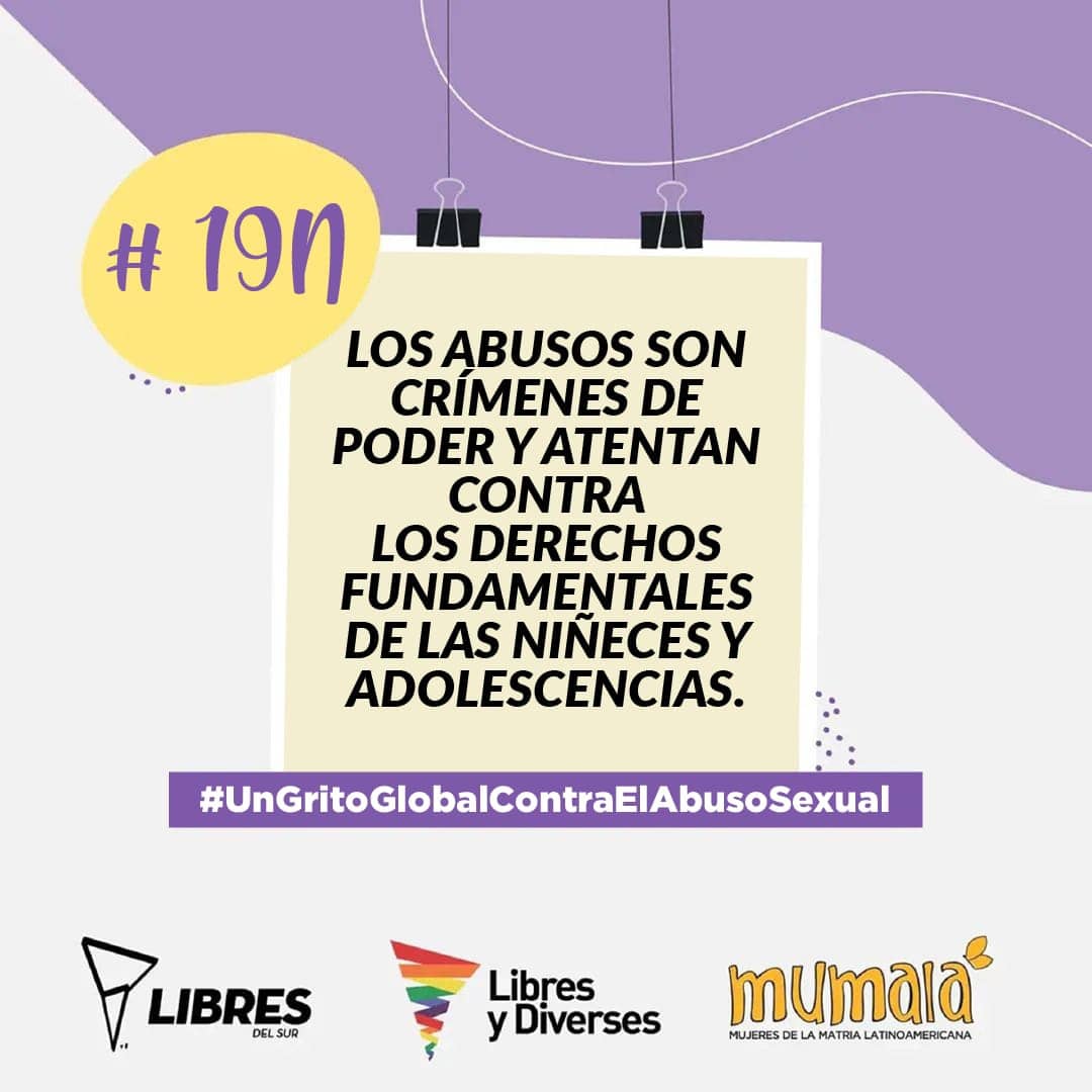 👉🏼 Este 19N en cada territorio denunciamos  este delito, silencioso e invisibilizado, tiene
consecuencias equiparables a la tortura y que EL ESTADO Y LA JUSTICIA SON
RESPONSABLES ‼️