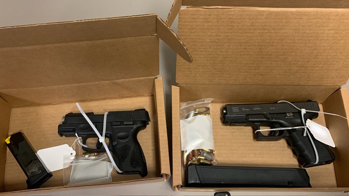 Great work from your officers on 10 Precinct this week! They responded to the report of an attempted break-in and, using good tactics, detained four people without incident. The two pistols (and extended magazine) here were found concealed on two juveniles.