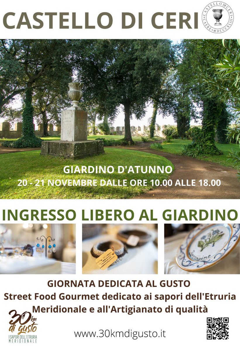 Il weekend sta arrivando 🤗
Castello di Ceri, 20 e 21 novembre dalle 9,00 alle 18,00 
👇 #artigianato #streetfood #visita #giardino #gita <a href="/visit_lazio/">Visit Lazio</a> <a href="/Turismoromaweb/">Turismo Roma</a> <a href="/romatoday/">Roma Today</a>