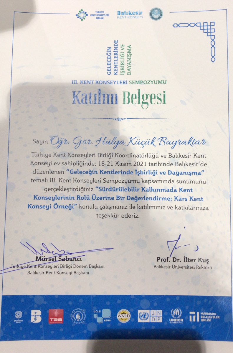 364Hlya's tweet photo. III. Kent Konseyleri Sempozyumu’nda “Sürdürülebilir Kalkınmada Kent Konseylerinin Rolü Üzerine Bir Değerlendirme: Kars Kent Konseyi Örneği” isimli bildirimi sundum. Sempozyumda emeği geçen herkese sonsuz teşekkürler🤗🤗🤗🌸🌸🌸🧿🧿🧿 https://t.co/TGMuqkiF08