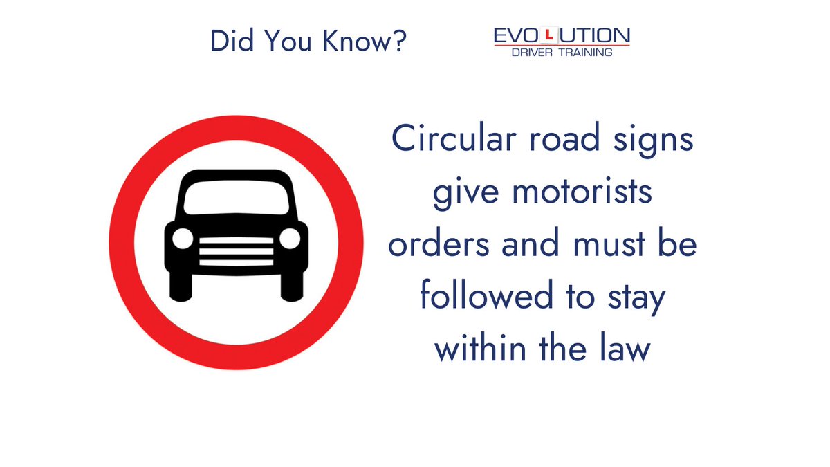SteveHullADI's tweet photo. Circular road signs give drivers orders & must be followed to stay within the law. The majority of regulation signs are circular with an outer red ring.
#LearnToDriveNorwich #DrivingLessonsNorwich https://t.co/JcfYEduO7Z