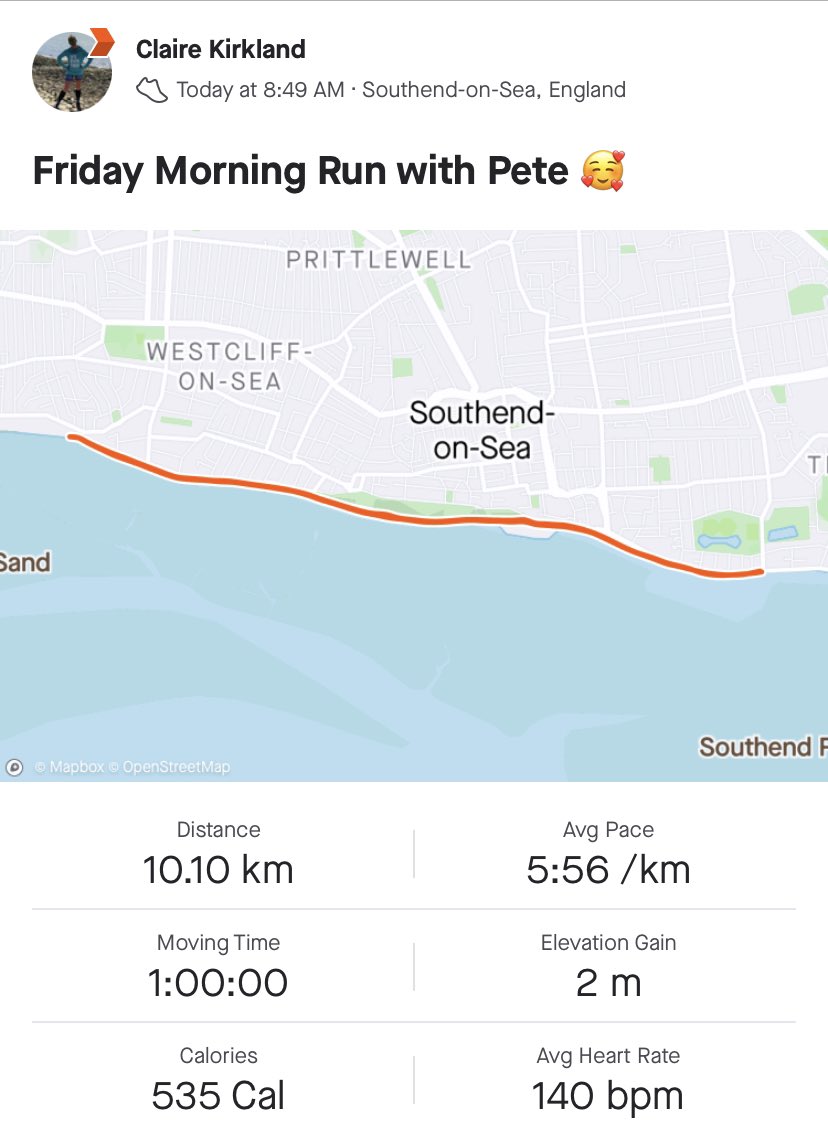 cK_Kirkland's tweet photo. Becoming a bit of a routine running with my brother on a Friday morning ☺️ an enjoyable catch up as we took in the glorious weather ☀️ #ukrunchat #running #Southend #runningwithfamily #wintersun https://t.co/SbygxEO5GQ