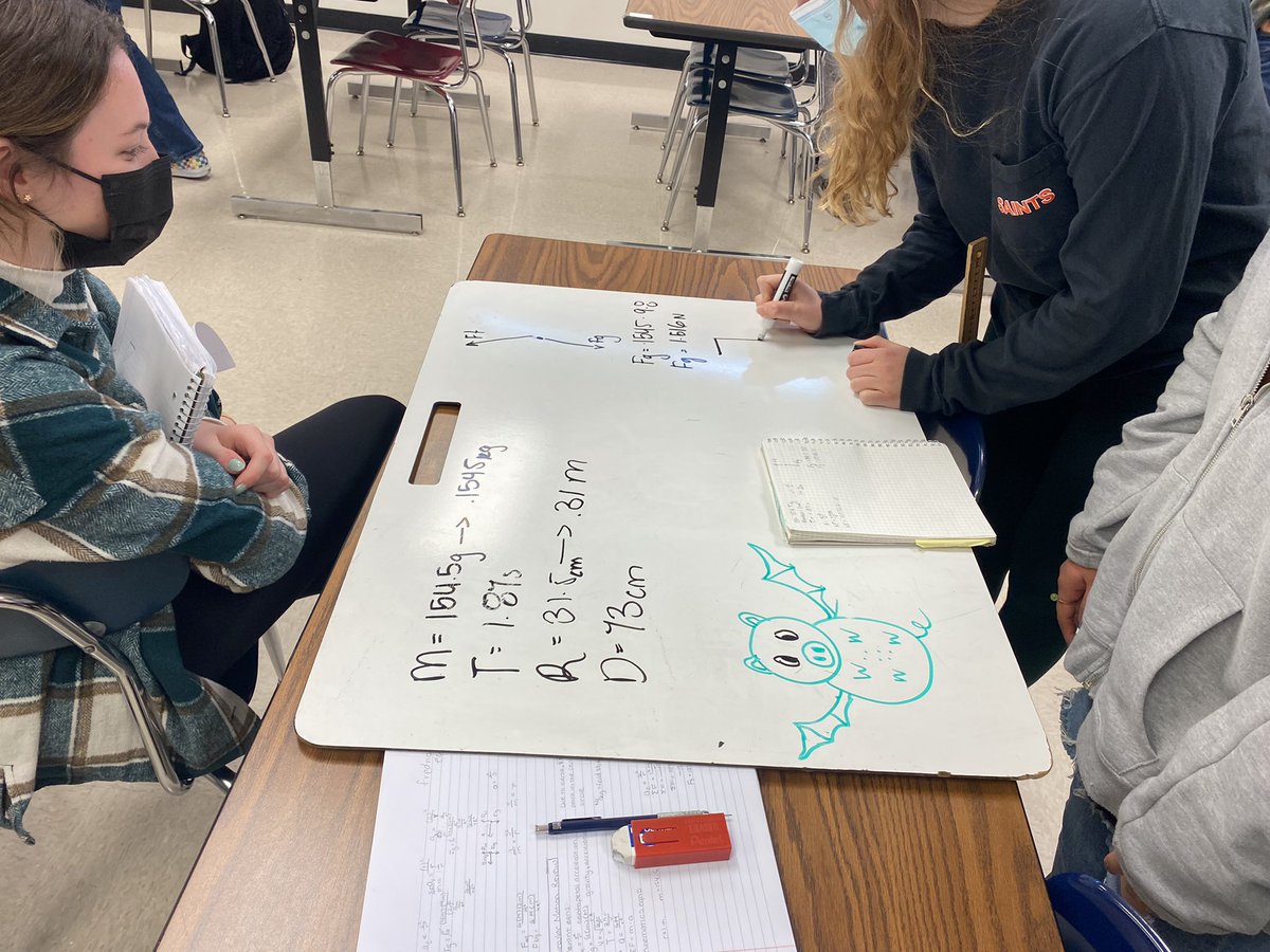 StCharlesEast's tweet photo. Students in AP Physics 1 calculated the speed and tension of flying pigs! https://t.co/OfB3ZyimTg