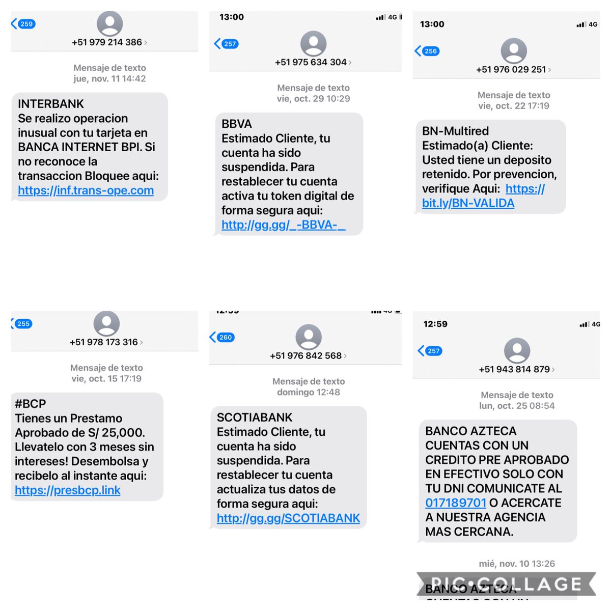 FioreLiberati's tweet photo. @JaimeChincha No se cansan de enviar mensajes de todos los  bancos y todos los días, Es muy peligroso. Las autoridades deben actuar urgente, por eso tanta gente estafada. https://t.co/qsJjJucjku
