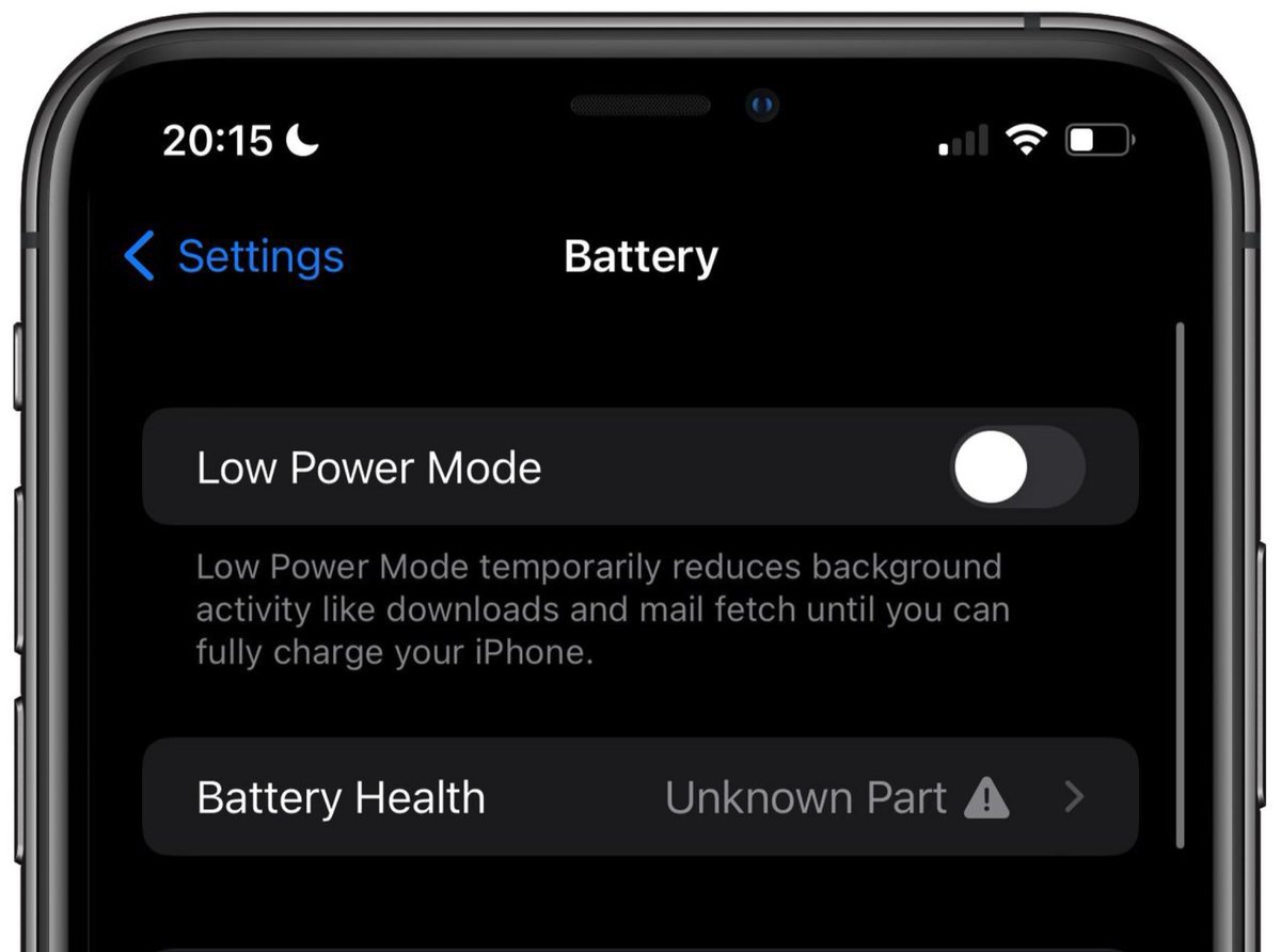 ميزة جديدة في نسخة المطورين من نظام iOS 15.2
وهي :
ستظهر لك رسالة في إعدادات البطارية في حالة تغير البطارية الغير معتمدة من Apple كما في الصورة 👇🏻

من المفروض هذه الميزة ان تقلل من عمليات الغش و النصب عند شراء أو بيع هاتف ايفون مستعمل

#Dr_phone #Apple #iphone #ios15